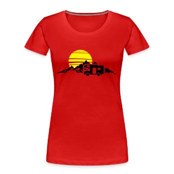 Freizeit - Wohnmobil Berge - Frauen Premium Bio T-Shirt - Rot - Vorne - Mia (176cm)