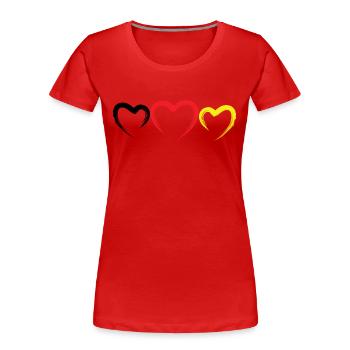 Deutschlandfahne Deutschlandflagge Herz - Frauen Premium Bio T-Shirt - Rot - Vorne - Mia (176cm)
