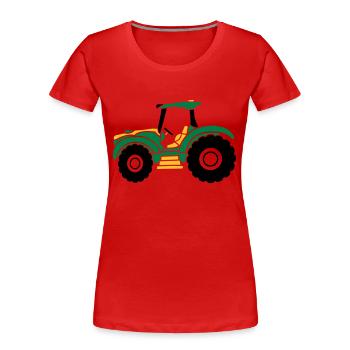 Farmer Traktor fahren - Frauen Premium Bio T-Shirt - Rot - Vorne - Mia (176cm)