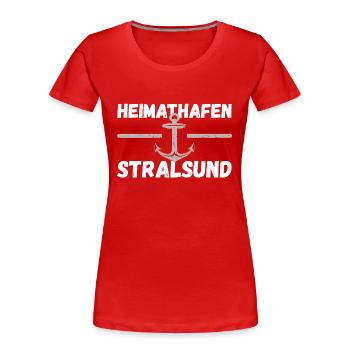 Heimathafen Stralsund - Frauen Premium Bio T-Shirt - Rot - Vorne - Mia (176cm)