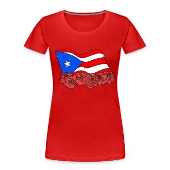 PR Flagge Blumenrose Puerto Rico - Frauen Premium Bio T-Shirt - Rot - Vorne - Mia (176cm)