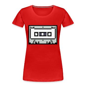Cassette Pixelated Retro Gift Idea - Women's Premium Organic T-Shirt - red - Front - Mia (176cm)