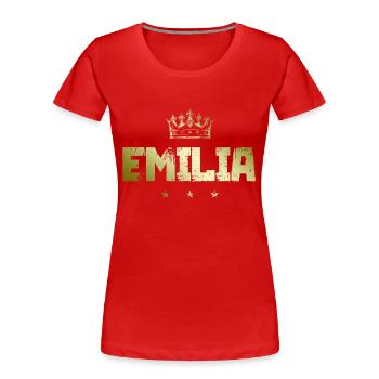 Emilia - Frauen Premium Bio T-Shirt - Rot - Vorne - Mia (176cm)