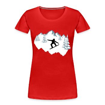 Snowboarder, Snowboard, Snowboard - T-shirt bio Premium Femme - rouge - Devant - Mia (176cm)