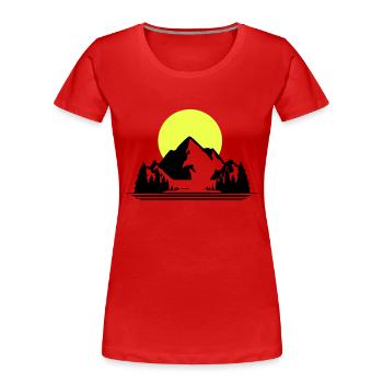 Mountains - Frauen Premium Bio T-Shirt - Rot - Vorne - Mia (176cm)