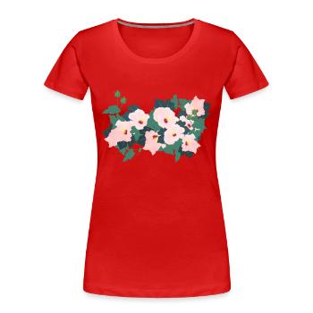 Minimalistische Blumen - Frauen Premium Bio T-Shirt - Rot - Vorne - Mia (176cm)