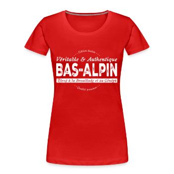 Bas-Alpin des Alpes de Haute Provence - T-shirt bio Premium Femme - rouge - Devant - Mia (176cm)