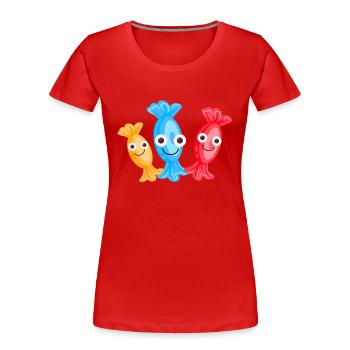 Bonbons,Famille,Famille de bonbons,Bonbons - T-shirt bio Premium Femme - rouge - Devant - Mia (176cm)