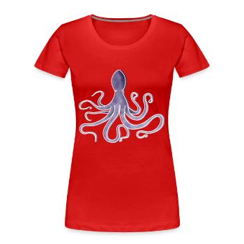 "Octopus", Boho Line Art Design, Series "Ocean" - Women's Premium Organic T-Shirt - red - Front - Mia (176cm)