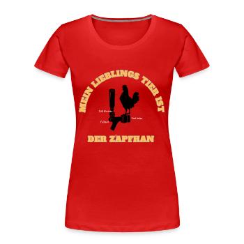 Der Zapfhahn- Aufdruck - Humor Bier - Frauen Premium Bio T-Shirt - Rot - Vorne - Mia (176cm)
