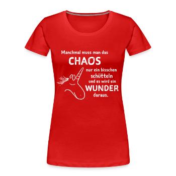 lustiger Spruch witzige Sprüche Chaos schütteln 2 - Frauen Premium Bio T-Shirt - Rot - Vorne - Mia (176cm)