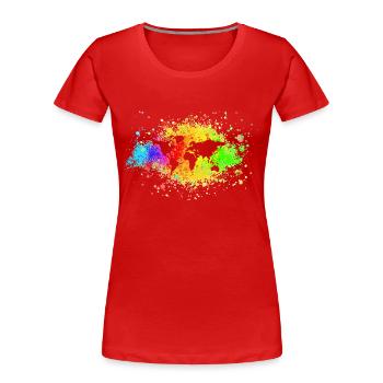 World Rainbow spreaded Color - Frauen Premium Bio T-Shirt - Rot - Vorne - Mia (176cm)