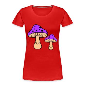Champignons Bande Dessinée - T-shirt bio Premium Femme - rouge - Devant - Mia (176cm)