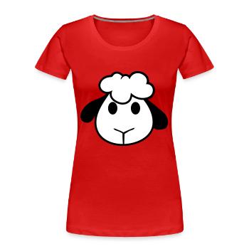 Mouton Visage Tête Mignon Mignon Agneau Cool Bande dessinée - T-shirt bio Premium Femme - rouge - Devant - Mia (176cm)