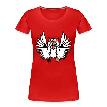 Eule Vogel Uhu Nachtvogel Schleiereule fliegt Cool - Frauen Premium Bio T-Shirt - Rot - Vorne - Mia (176cm)