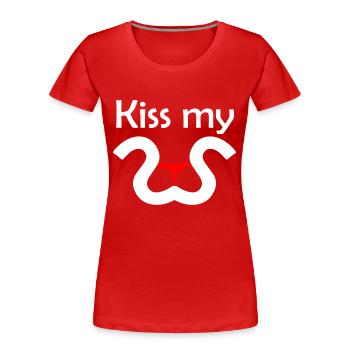 Kiss my S - Women's Premium Organic T-Shirt - red - Front - Mia (176cm)
