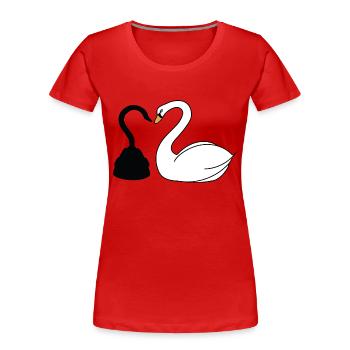 Käpt'n Hook und Schwan - Frauen Premium Bio T-Shirt - Rot - Vorne - Mia (176cm)