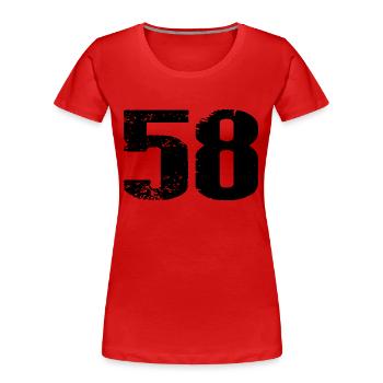 58 Zahl Trikot - Frauen Premium Bio T-Shirt - Rot - Vorne - Mia (176cm)