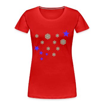 Schneeflocken - Frauen Premium Bio T-Shirt - Rot - Vorne - Mia (176cm)