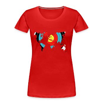 Archery World Map - Frauen Premium Bio T-Shirt - Rot - Vorne - Mia (176cm)
