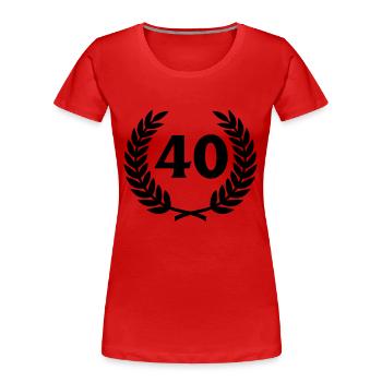 Lorbeerkranz & Zahl (40) - Frauen Premium Bio T-Shirt - Rot - Vorne - Mia (176cm)