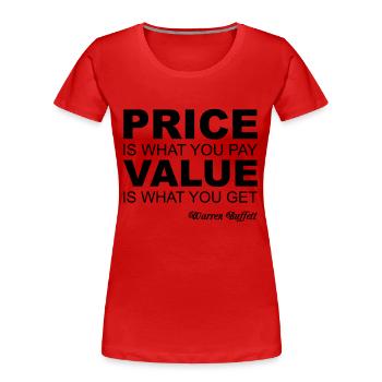 Warren Buffett Quote - Frauen Premium Bio T-Shirt - Rot - Vorne - Mia (176cm)
