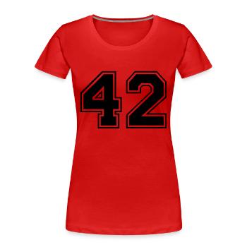 42 - Frauen Premium Bio T-Shirt - Rot - Vorne - Mia (176cm)