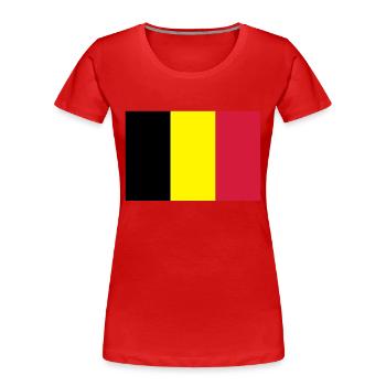Drapeau Belge - Belgische vlag - T-shirt bio Premium Femme - rouge - Devant - Mia (176cm)