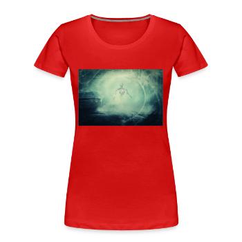Human robot walks in the haze of the city - Women's Premium Organic T-Shirt - red - Front - Mia (176cm)