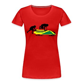 Bob - Team Jamaica - Frauen Premium Bio T-Shirt - Rot - Vorne - Mia (176cm)
