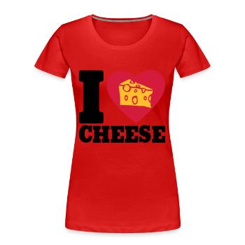I love Cheese - T-shirt bio Premium Femme - rouge - Devant - Mia (176cm)