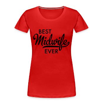 Sage-femme - T-shirt bio Premium Femme - rouge - Devant - Mia (176cm)