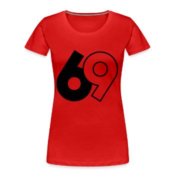 69 - Frauen Premium Bio T-Shirt - Rot - Vorne - Mia (176cm)