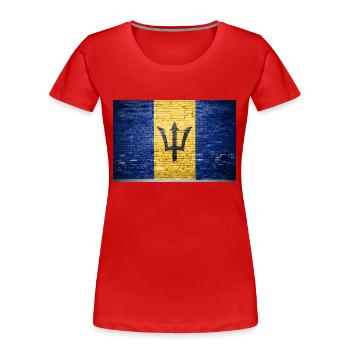 Barbados Flag Graffiti on Brick Wall - Frauen Premium Bio T-Shirt - Rot - Vorne - Mia (176cm)