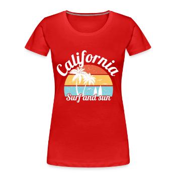 kalifornische Brandung und Sonne - Frauen Premium Bio T-Shirt - Rot - Vorne - Mia (176cm)