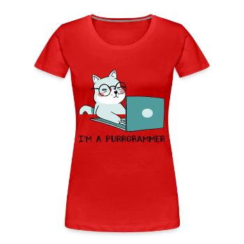 I'm A Purrgrammer Coder Software Developer Compute - Frauen Premium Bio T-Shirt - Rot - Vorne - Mia (176cm)