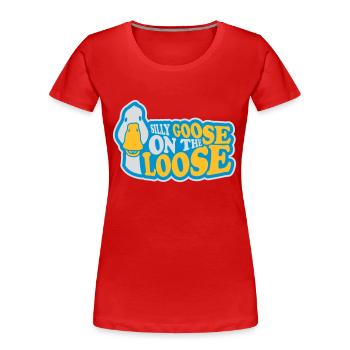 goose on the loose - Frauen Premium Bio T-Shirt - Rot - Vorne - Mia (176cm)