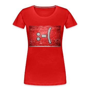 negative Smiley lettering saying Graffiti :-( - Women's Premium Organic T-Shirt - red - Front - Mia (176cm)
