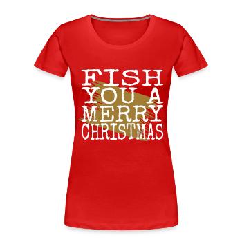Tournois de pêche T-shirts de pêche à l’achigan - T-shirt bio Premium Femme - rouge - Devant - Mia (176cm)