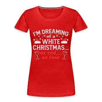 Frohe Weihnachten Weiße Weihnacht Weinglas Wein - Frauen Premium Bio T-Shirt - Rot - Vorne - Mia (176cm)