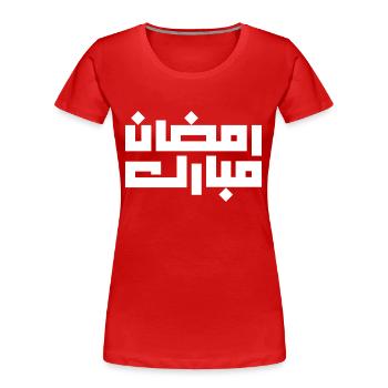 Ramadan Mubarak, Ramadan Mubarak 2023 - Frauen Premium Bio T-Shirt - Rot - Vorne - Mia (176cm)