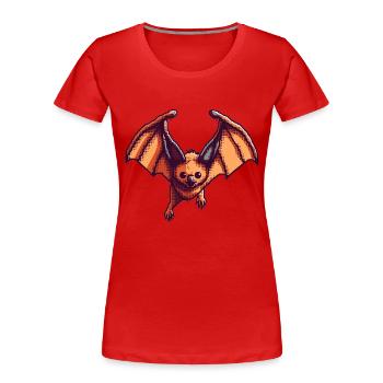 8 Bit Flughund in retro und vintage Pixelart - Frauen Premium Bio T-Shirt - Rot - Vorne - Mia (176cm)
