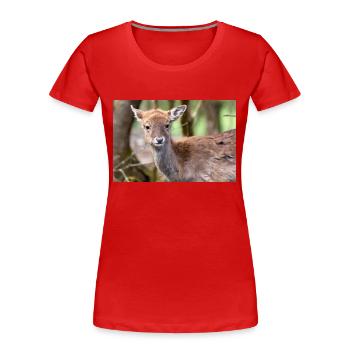 Damhirsch Damwild Dama - Frauen Premium Bio T-Shirt - Rot - Vorne - Mia (176cm)