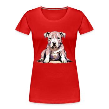 Chiot Pitbul - T-shirt bio Premium Femme - rouge - Devant - Mia (176cm)