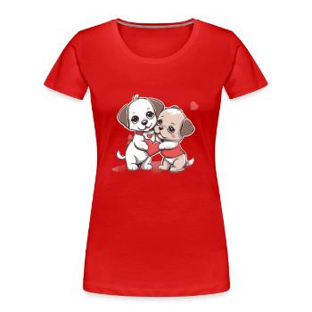 Jugendliebe - Frauen Premium Bio T-Shirt - Rot - Vorne - Mia (176cm)