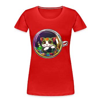 Chaton dans une tasse : Adorable t-shirt pour chat - T-shirt bio Premium Femme - rouge - Devant - Mia (176cm)
