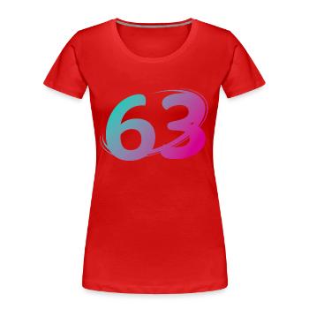 Numéro 63 multicolore - T-shirt bio Premium Femme - rouge - Devant - Mia (176cm)