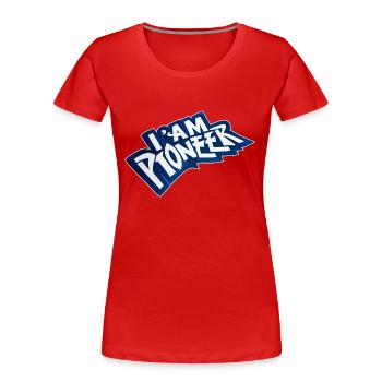 Ich bin ein Pionier - Frauen Premium Bio T-Shirt - Rot - Vorne - Mia (176cm)