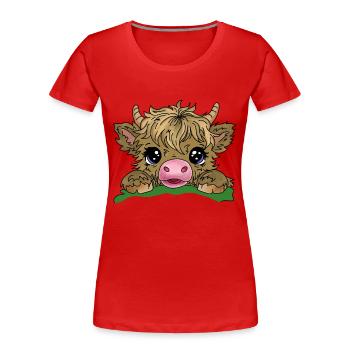 Little Cow - Women's Premium Organic T-Shirt - red - Front - Mia (176cm)