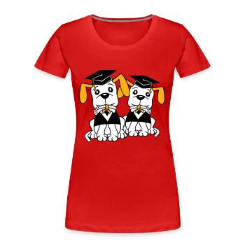 Hunde Schulabschluss Zeugnis Gymnasium College Abi - Frauen Premium Bio T-Shirt - Rot - Vorne - Mia (176cm)